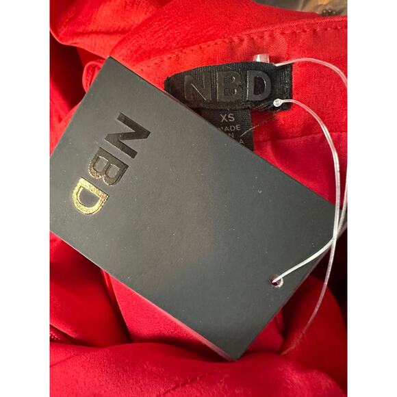 NBD Red One Shoulder Top XS Cocktail Puff One Shoulder Taffeta Monterey $188 NEW - Picture 12 of 13